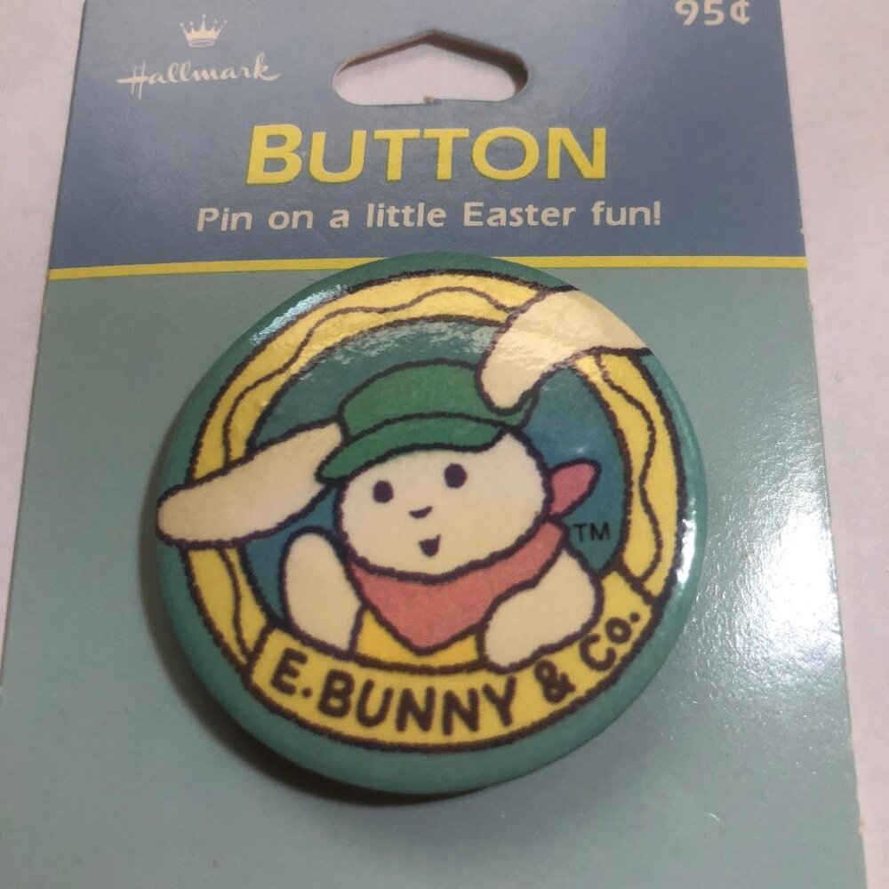 New Vintage Hallmark Button Pin Easter E. Bunny & Co. Pinback Metal Lapel Pin